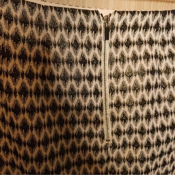 Loft Cream Gold Green Sparkle Textured Skirt 8 - Picture 4 of 6